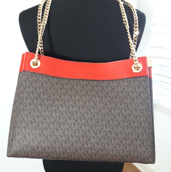 Michael Kors Susan Brown & Red Shoulder Bag - Picture 3 of 16